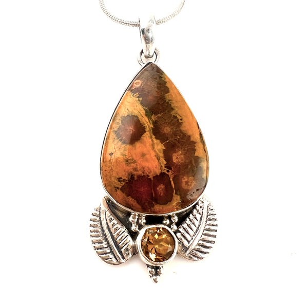 Ocean Jasper & Citrine Sterling Silver Pendant