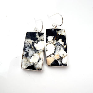 White Buffalo Sterling Silver Rectangular Earrings