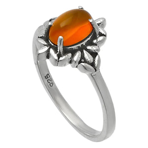 Carnelian Sterling Silver Prong Set Ring - Keja Designs Jewelry