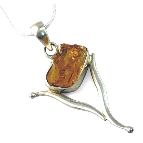 Citrine Rough Sterling Silver Vortex Pendant
