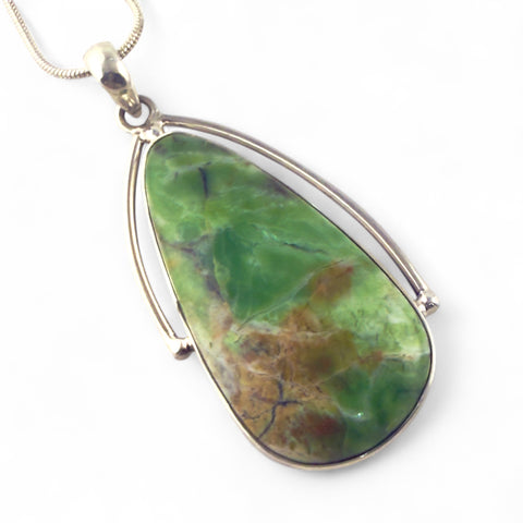 Chrome Chalcedony Sterling Silver Pear Cut Pendant - Keja Designs Jewelry