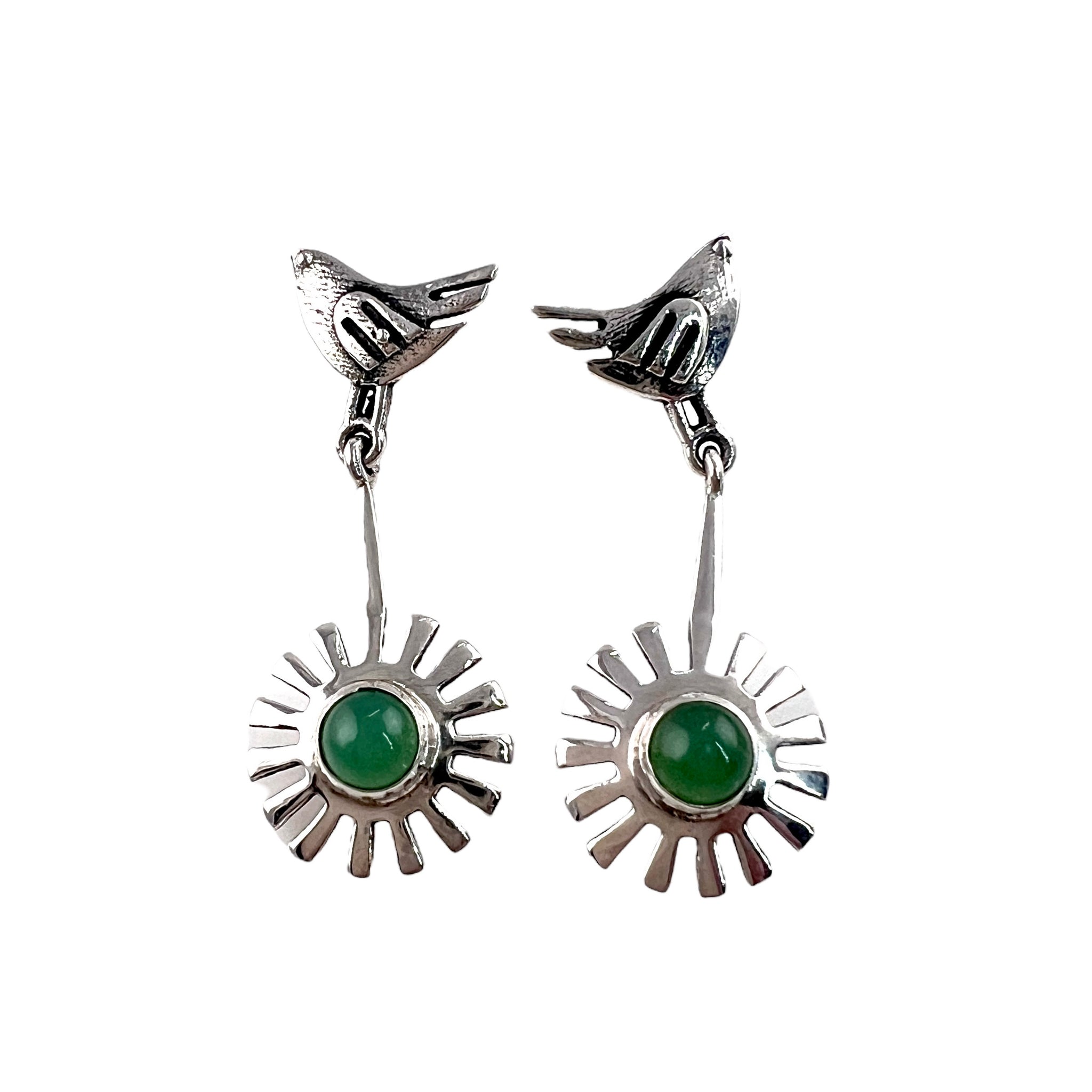 Chrysoprase "Birds of a Feather" Sterling Silver Earrings