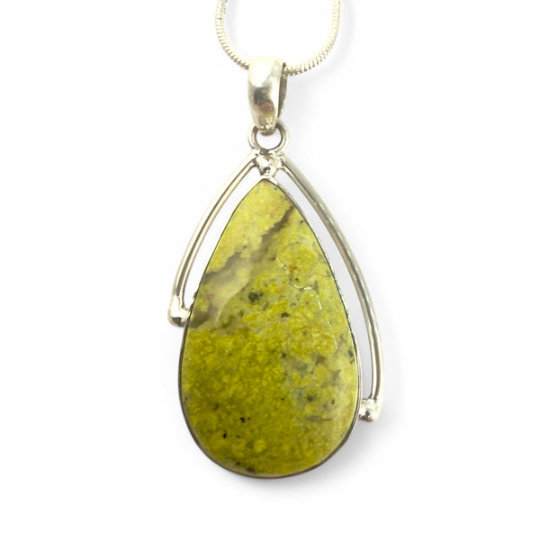 Serpentine Sterling Silver Pear Pendant