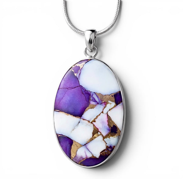 Kingman Purple Dahlia Sterling Silver Pendant - Keja Designs Jewelry