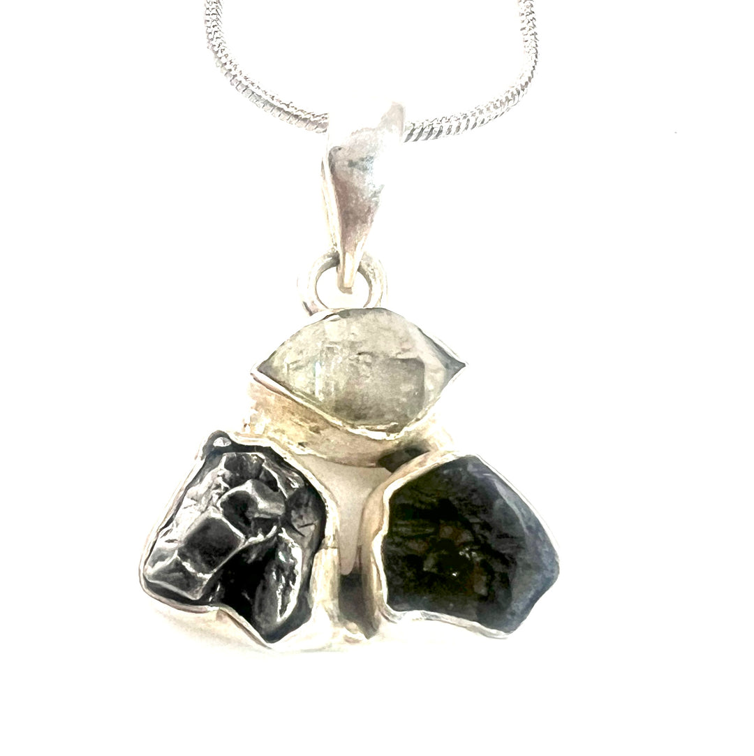 Campo De Cielo &amp; Herkimer Diamond Sterling Silver Pendant - Keja Designs Jewelry
