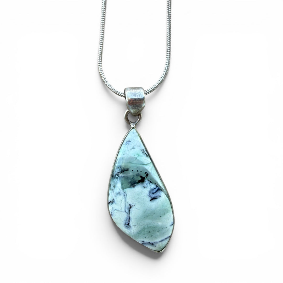 Aquaprase Fancy Cut Sterling Silver Pendant