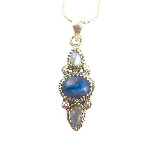 Kyanite & Moonstone Sterling Silver Moonstone Duo Pendant - Keja Designs Jewelry