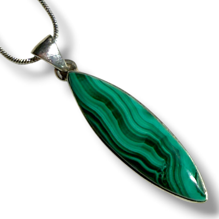 Malachite Sterling Silver Marquise Pendant