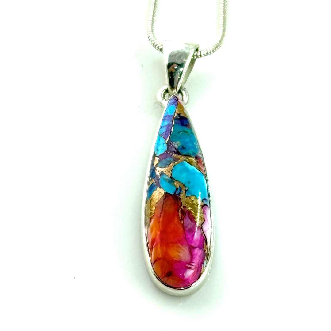 Kingman Dahlia Sterling Silver Skinny Pear Pendant - Keja Designs Jewelry