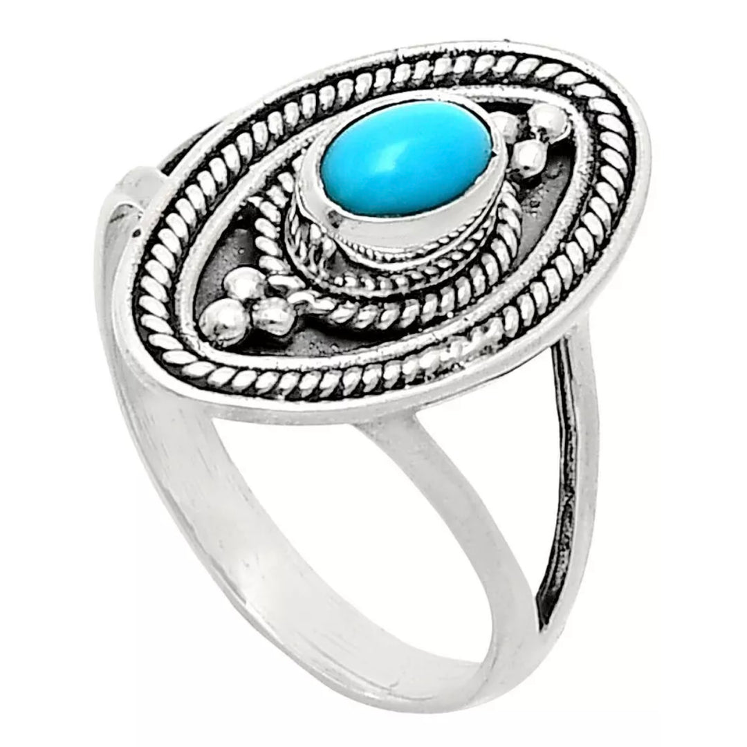 Turquoise Sterling Silver Split Band Ring - Keja Designs Jewelry