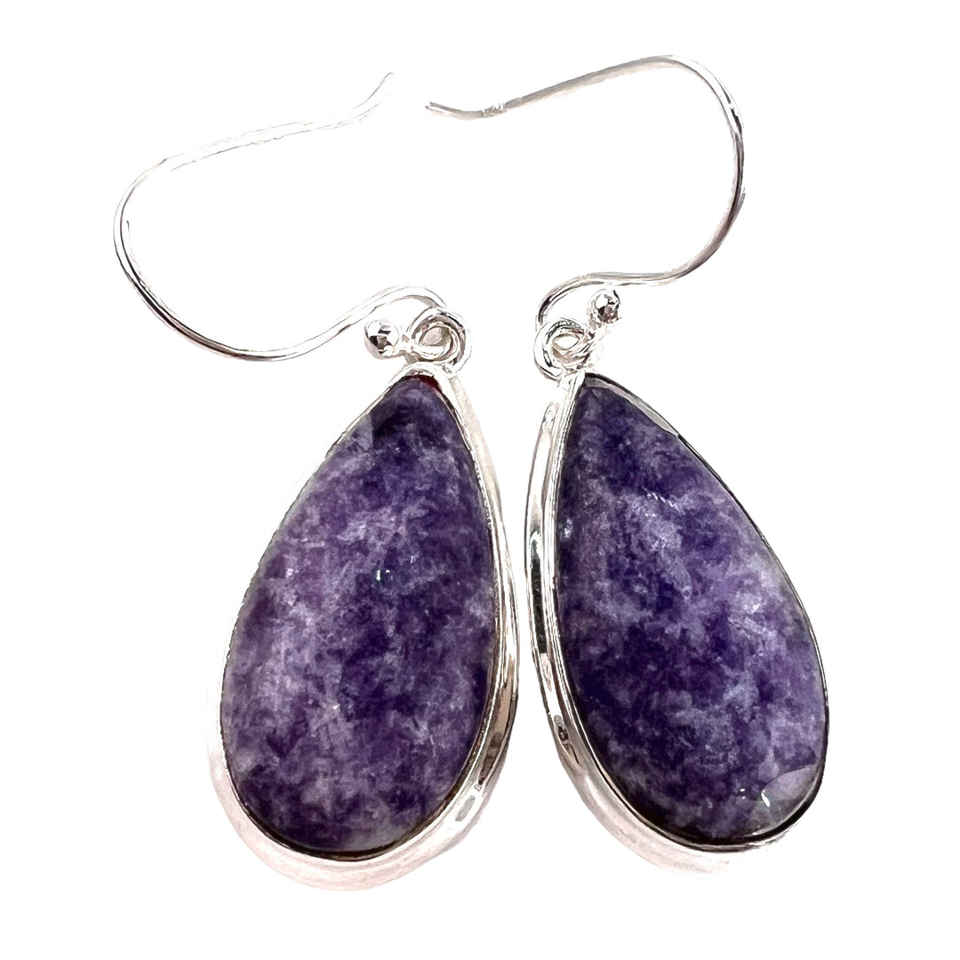 Lepidolite Sterling Silver Pear Shaped Earring - Keja Designs Jewelry