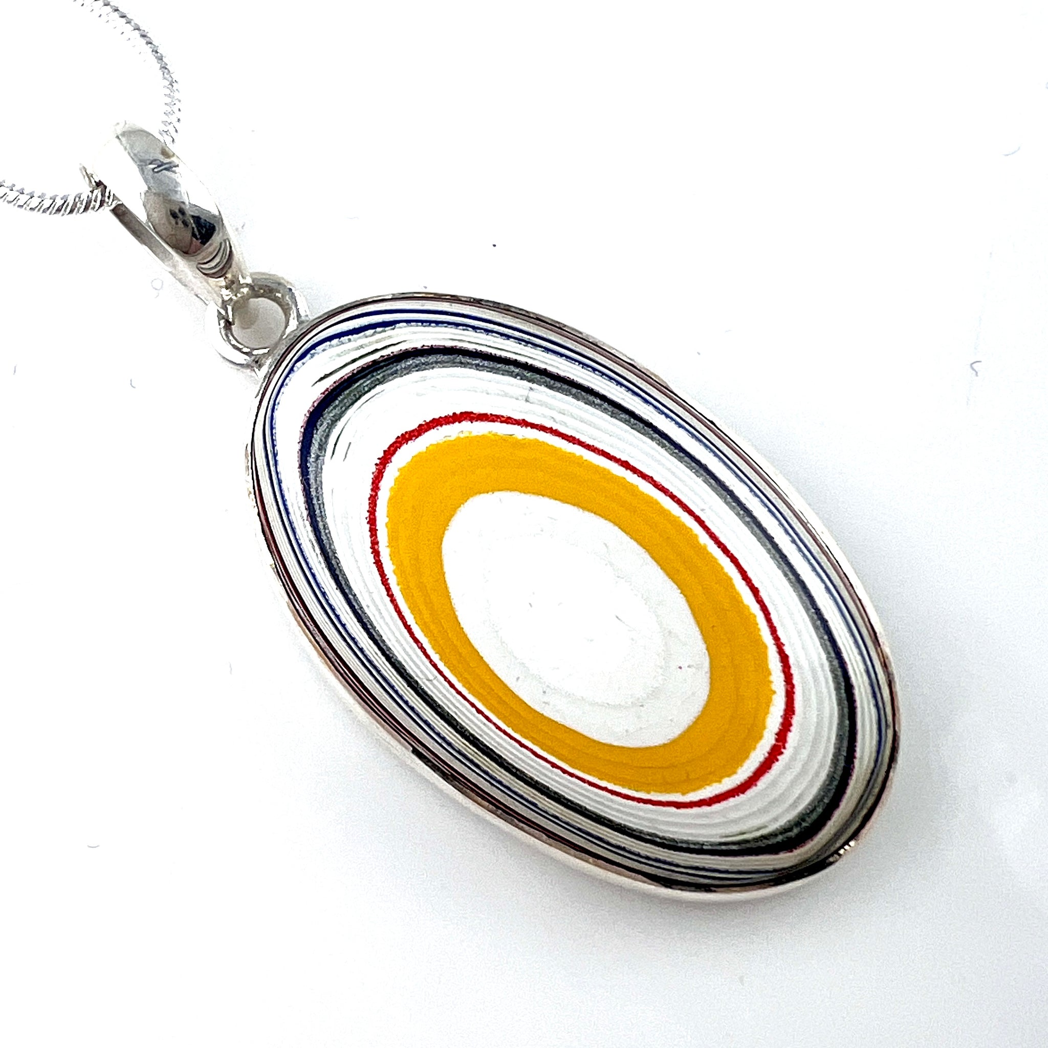 Fordite Sterling Silver Oval Pendant