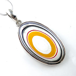 Fordite Sterling Silver Oval Pendant