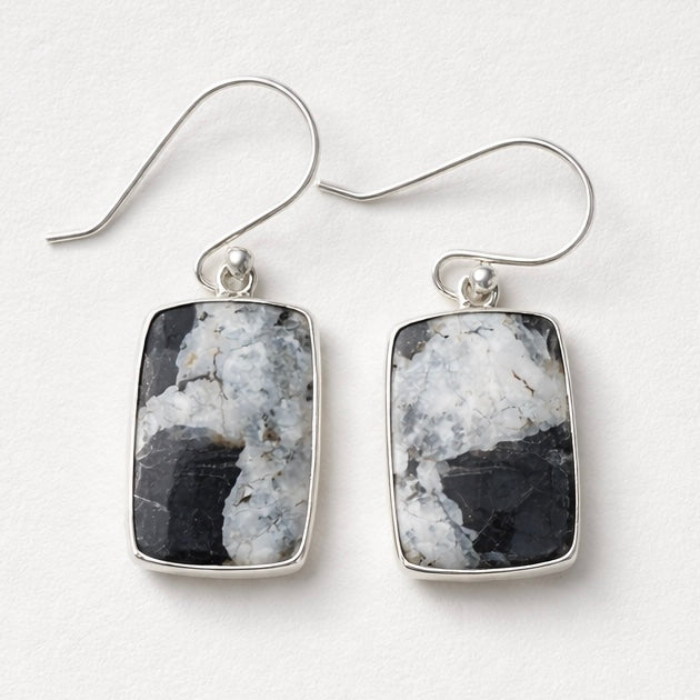 White Buffalo Sterling Silver Tablet Earrings - Keja Designs Jewelry