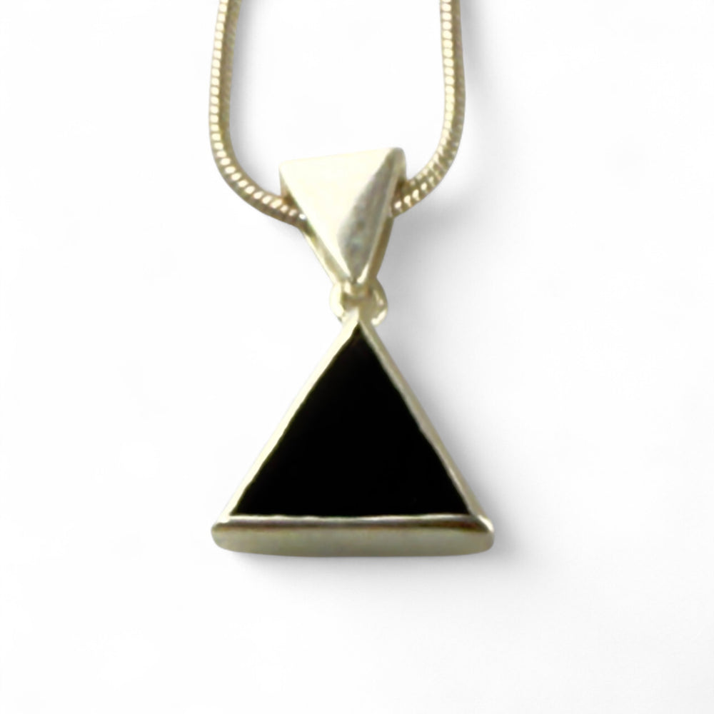 Onyx Sterling Silver Triangular Pendant - Keja Designs Jewelry