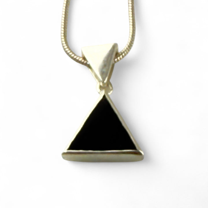Onyx Sterling Silver Triangular Pendant - Keja Designs Jewelry
