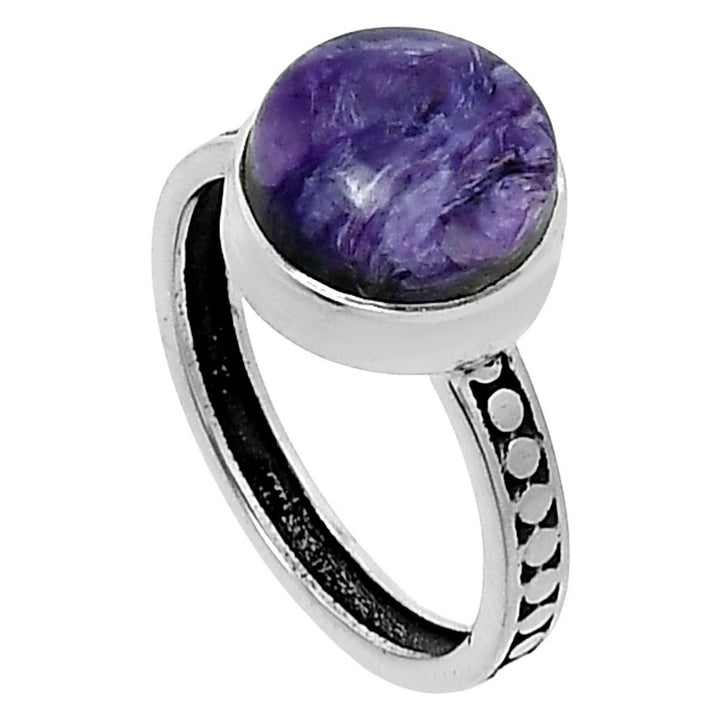 Charoite Solitaire Sterling Silver Ring - Keja Designs Jewelry