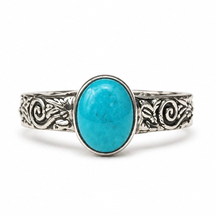 Turquoise Sterling Silver Fancy Band Ring