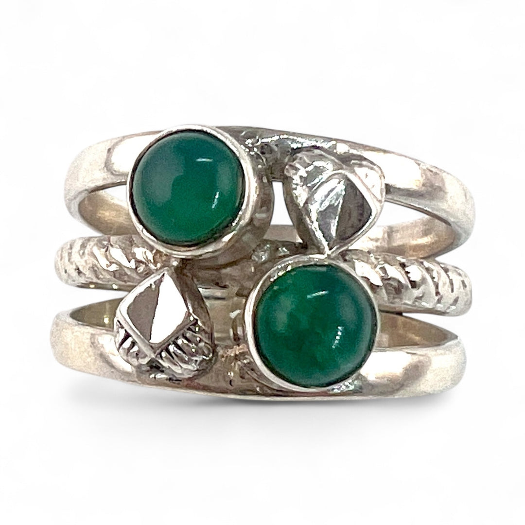 Green Onyx Sterling Silver Two Stone Ring - Keja Designs Jewelry