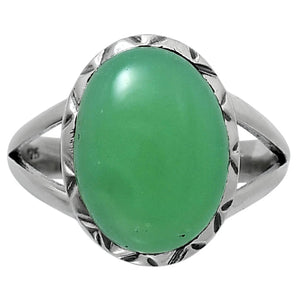 Chrysoprase Sterling Silver Oval Ring - Keja Designs Jewelry