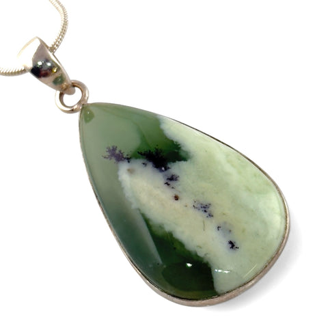 Chrome Chalcedony Sterling Silver Pear Cut Pendant