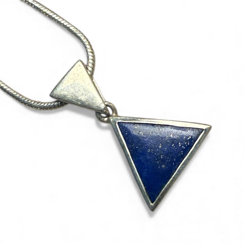 Lapis Sterling Silver Trillion Pendant - Keja Designs Jewelry
