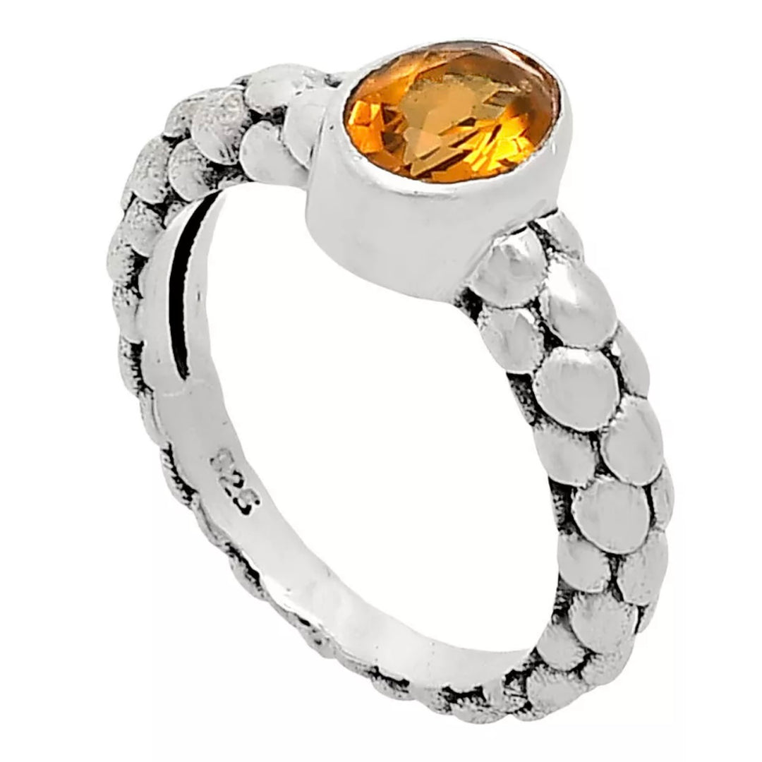 Citrine Solitaire Sterling SIlver Ring - Keja Designs Jewelry