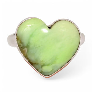 Lemon Chrysoprase Sterling Silver Heart Ring