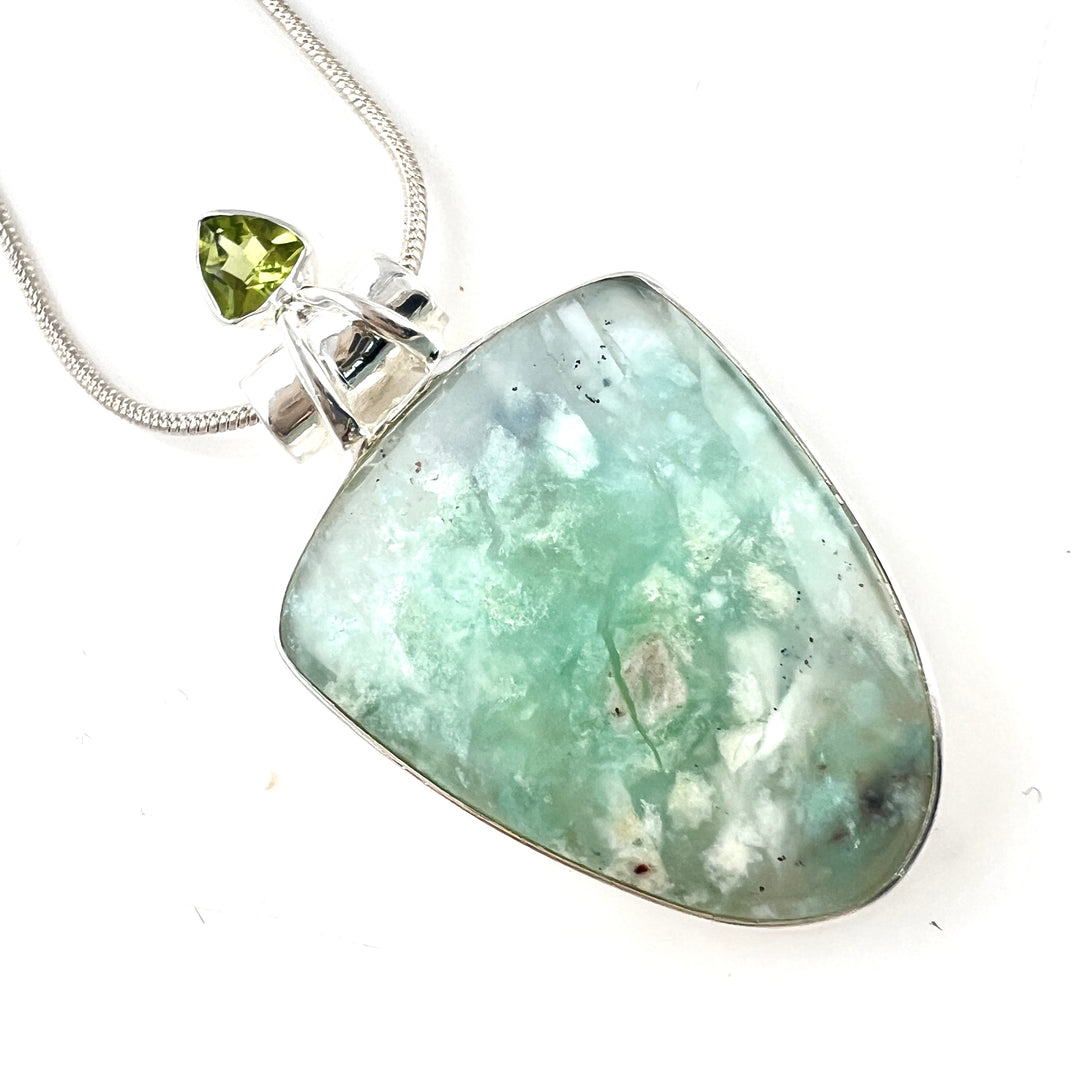Aquaprase & Peridot Sterling Silver Pendant - Keja Designs Jewelry