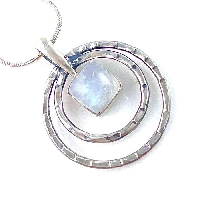Moonstone Sterling Silver Circles Pendant - Keja Designs Jewelry