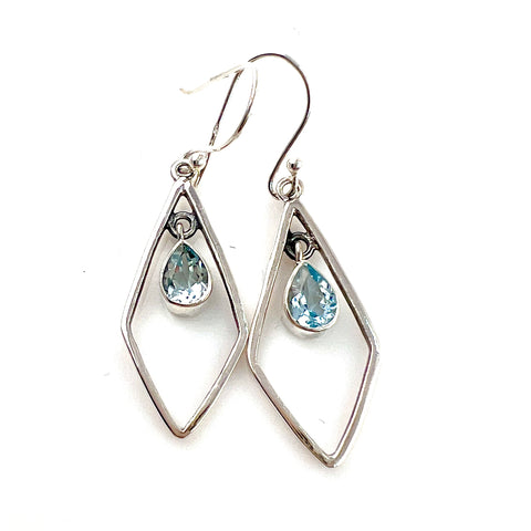 Blue Topaz Sterling Silver Dangle Earrings