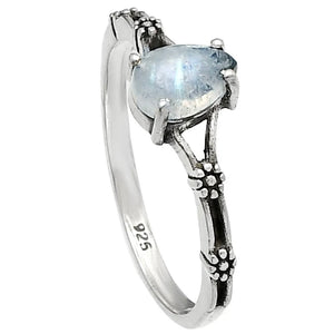 Moonstone Sterling Silver Prong Set Dainty Ring - Keja Designs Jewelry