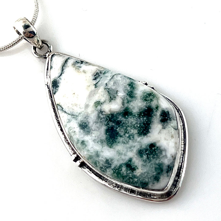 Moss Agate Sterling Silver Pendant - Keja Designs Jewelry