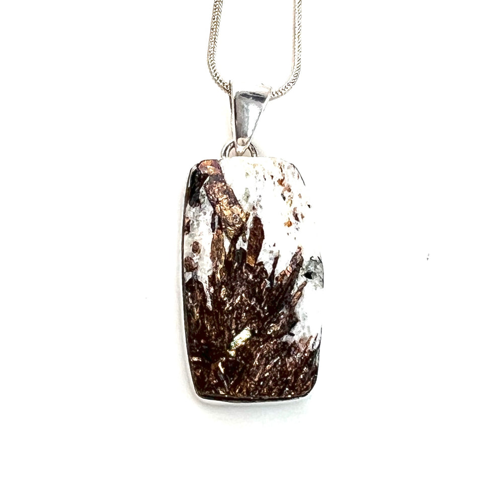 Astrophyllite Rough Rectangle Sterling Silver Pendant - Keja Designs Jewelry