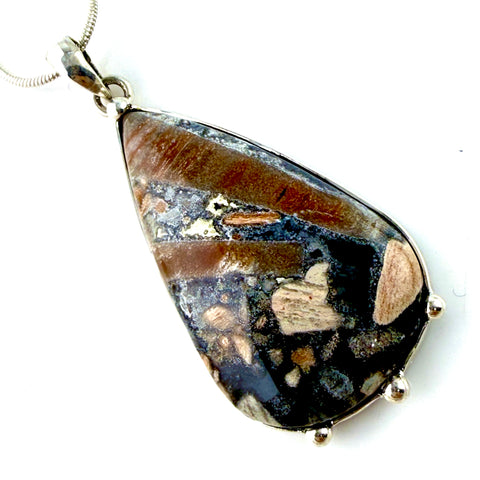 Tabu Jasper Sterling Silver Pear Cut Pendant - Keja Designs Jewelry