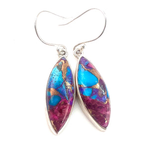 Kingman Dahlia Sterling Silver Marquise Earrings