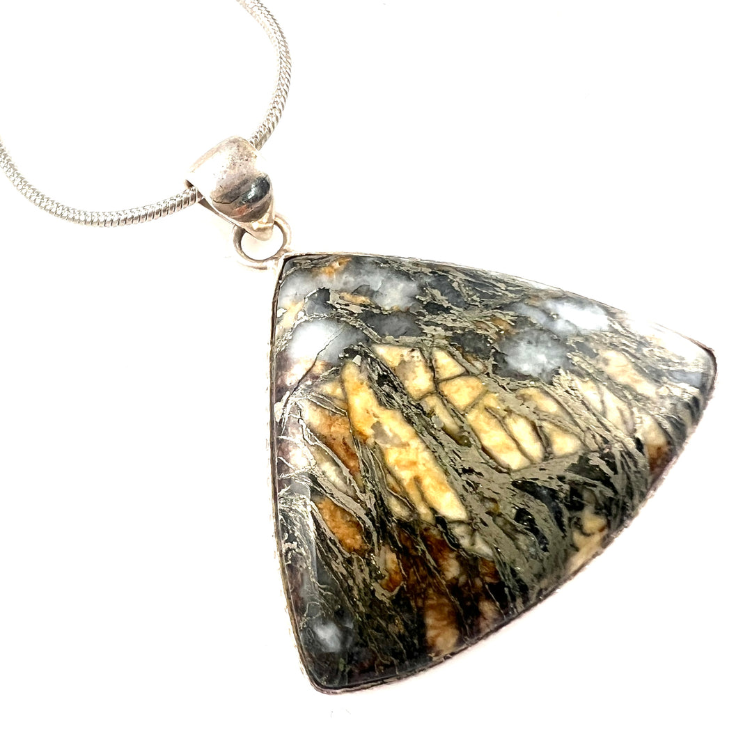 Pyrite in Agate Sterling Silver Pendant - Keja Designs Jewelry