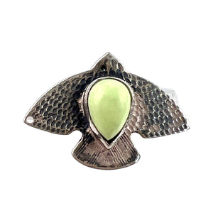 Lemon Chrysoprase Sterling Silver Dove Ring - Keja Designs Jewelry
