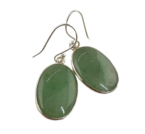 Aventurine Sterling Silver Oval Earrings - Keja Designs Jewelry