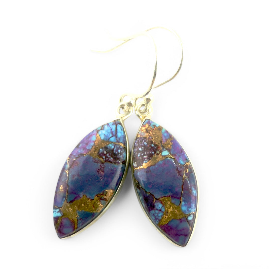 Purple Turquoise Sterling Silver Marquise Earrings - Keja Designs Jewelry
