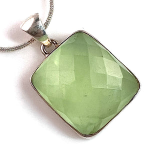 Faceted Prehnite Sterling Silver Pendant - Keja Designs Jewelry