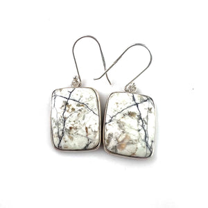 White Buffalo Sterling Silver Rectangular Earrings - Keja Designs Jewelry
