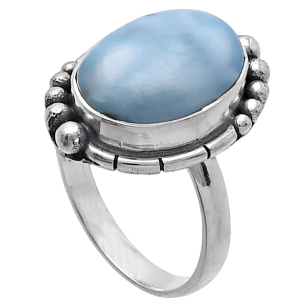 Larimar Sterling Silver Oval Ring - Keja Designs Jewelry