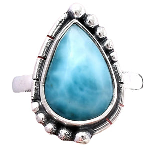 Larimar Sterling Silver Pear Ring - Keja Designs Jewelry