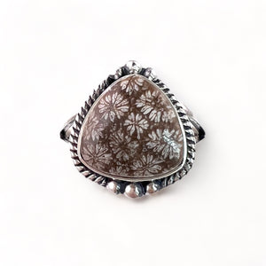 Fossilized Coral Sterling Silver Trillian Ring - Keja Designs Jewelry