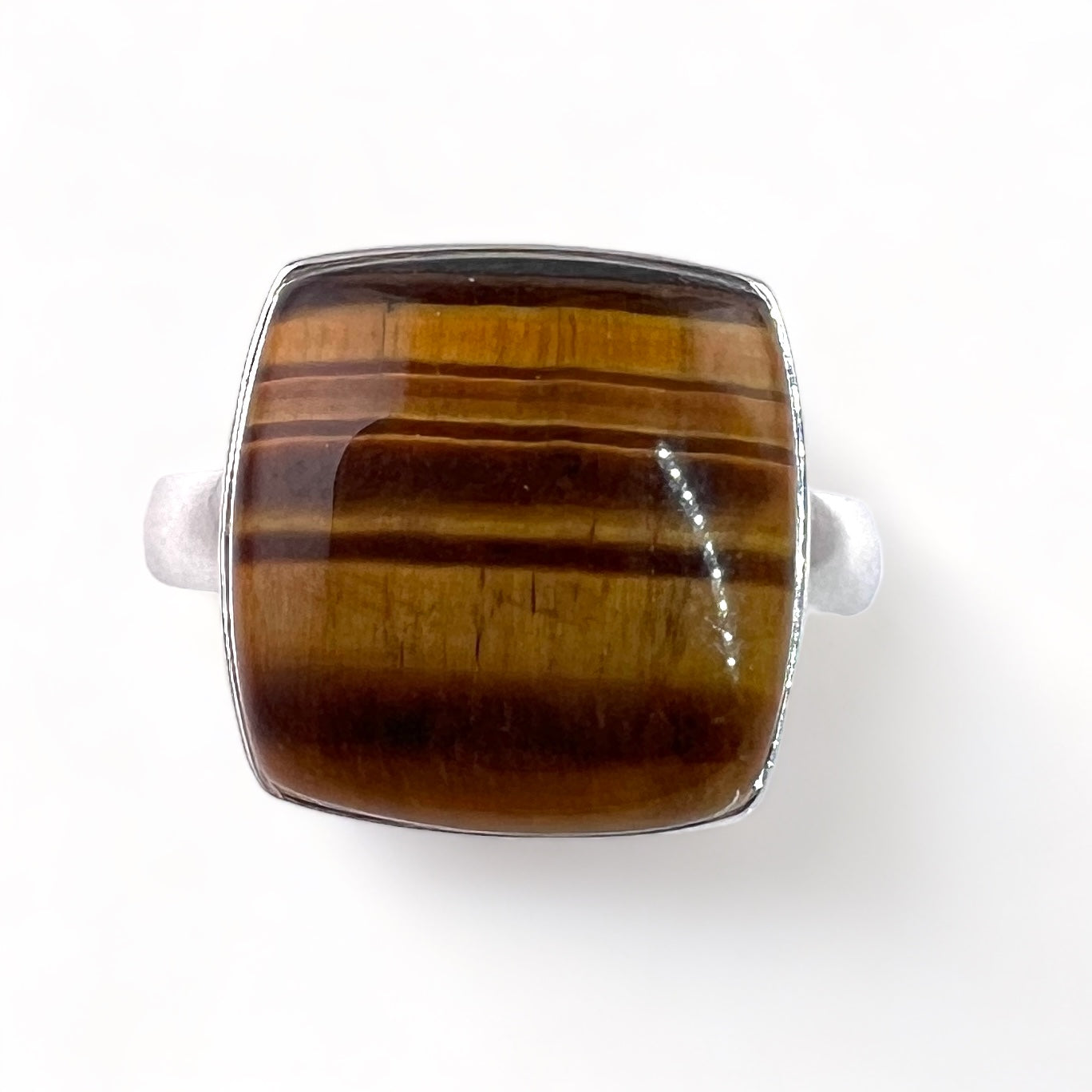Tiger's Eye Sterling Silver Square Ring - Keja Designs Jewelry