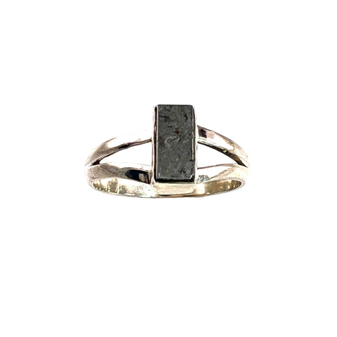 Muonionalusta Meteorite Sterling Silver Rectangular Ring - Keja Designs Jewelry