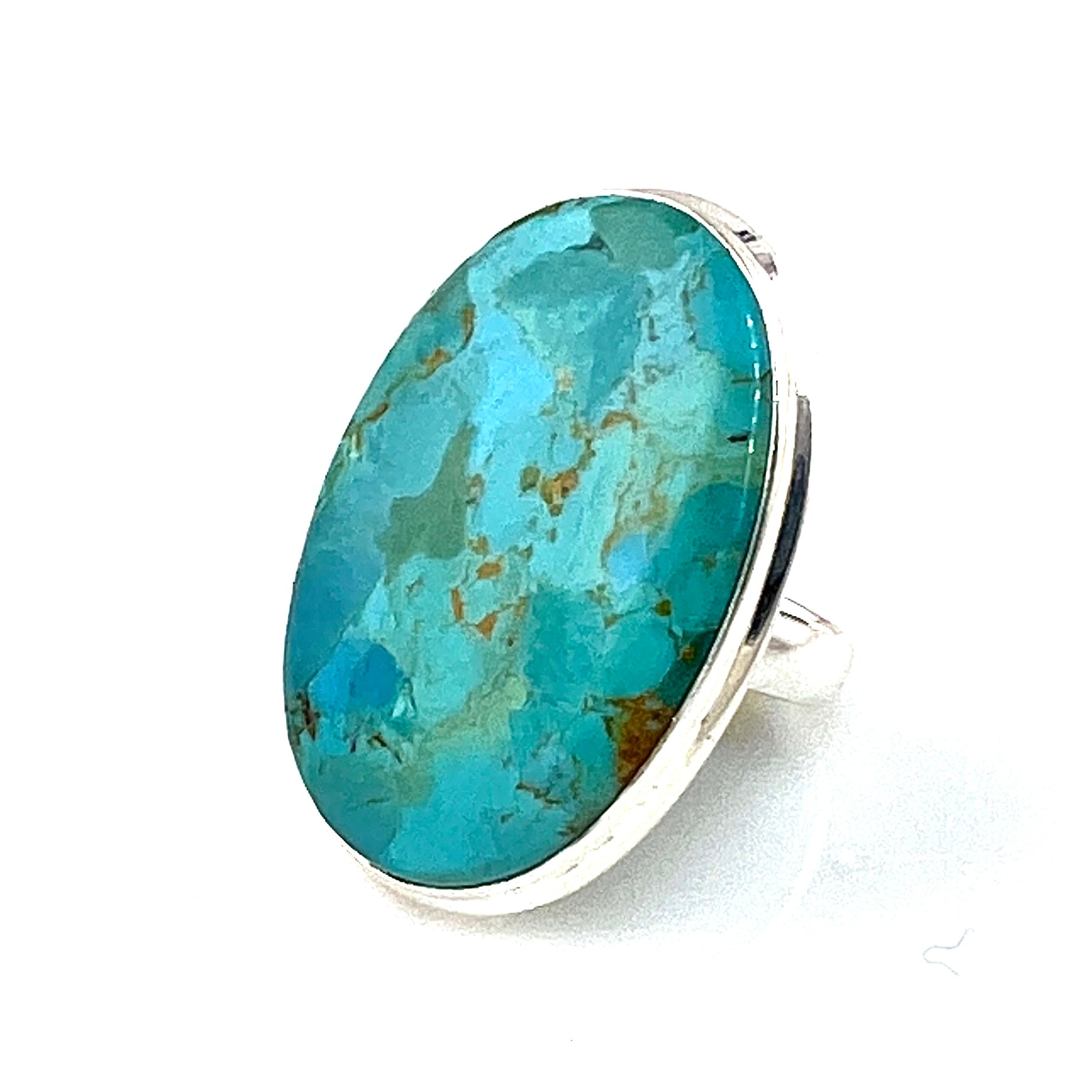 Huge Blue Turquoise Oval Sterling Silver Ring - Keja Designs Jewelry
