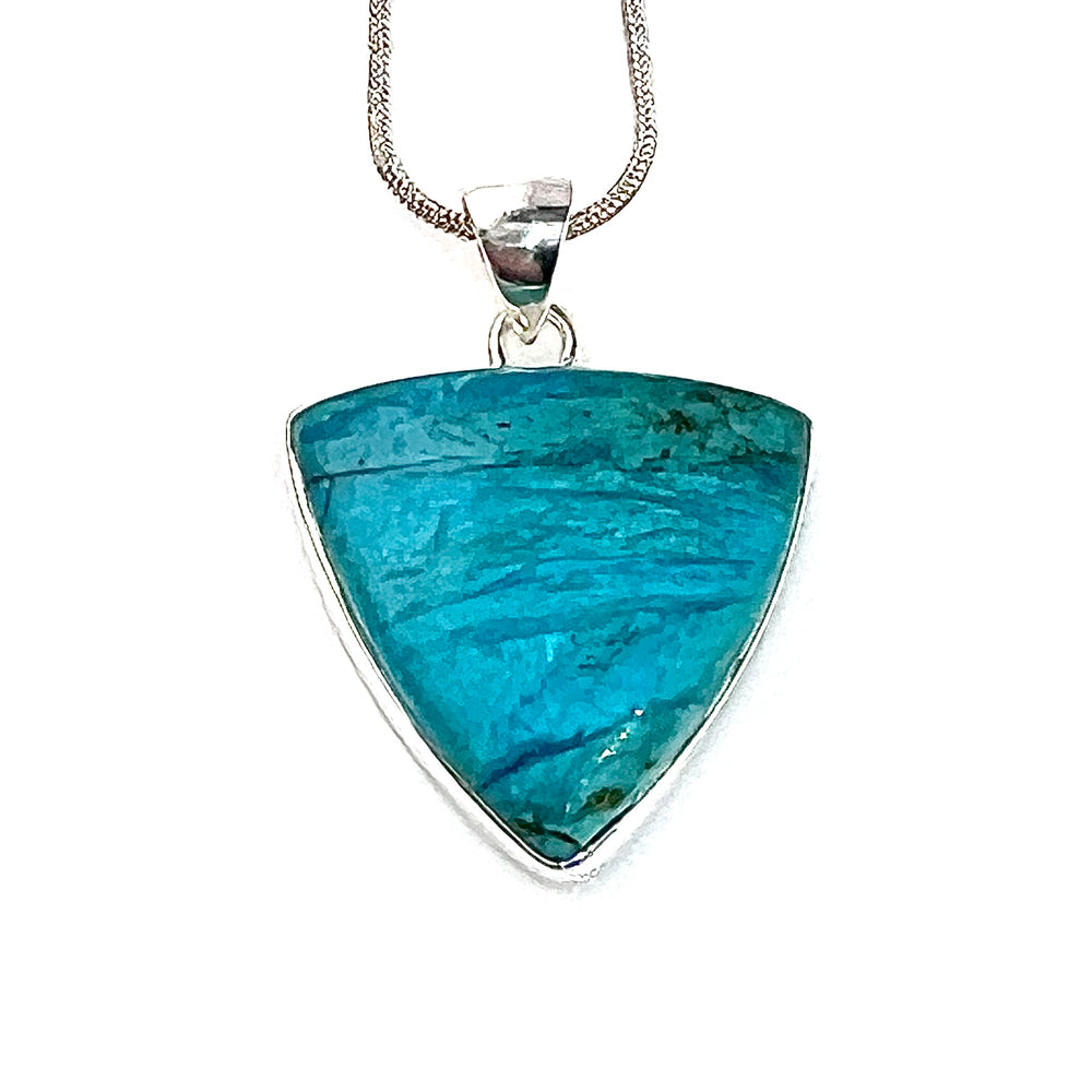Peruvian Blue Opal Sterling Silver Point Pendant - Keja Designs Jewelry