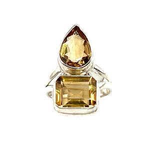 Citrine Double Stone Sterling Silver Ring - Keja Designs Jewelry